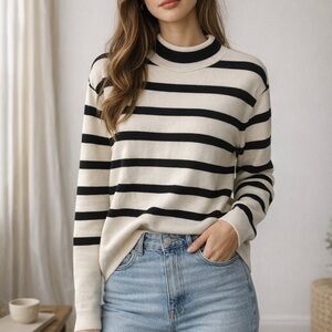 H&M Black and White Striped Sweater